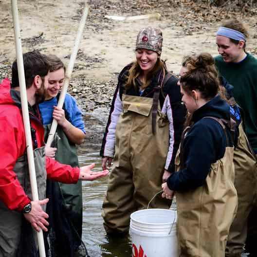 Students outdoors in Dr. Terrence Malloy's Biology Class